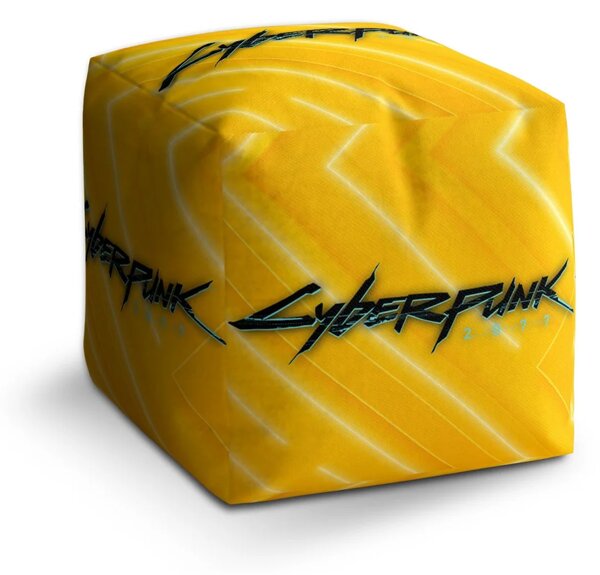 Sablio Taburet Cube Cyberpunk 2077 Žlutý - 40x40x40 cm