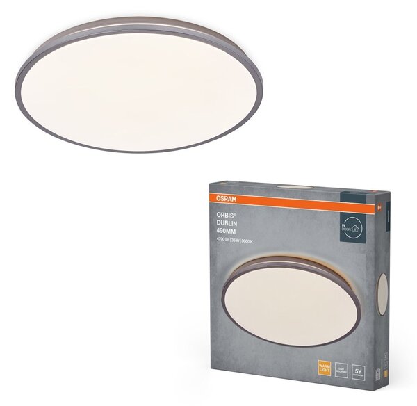 LED stropní svítidlo stříbrné 36 W DUBLIN 490 mm, teplá bílá OSRAM