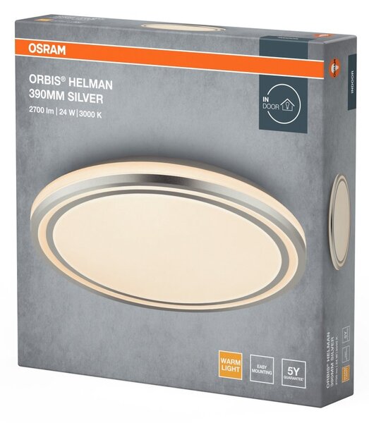 Stříbrné LED stropní svítidlo 390 mm ORBIS, teplá bílá OSRAM