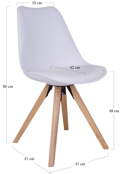 Nordic Living Bílá plastová jídelní židle Helgi s přírodní podnoží