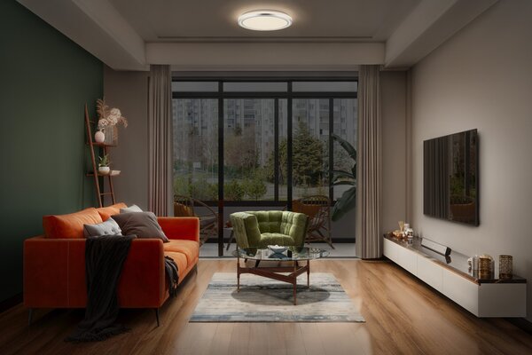 Stříbrné LED stropní svítidlo 295 mm ORBIS, teplá bílá OSRAM