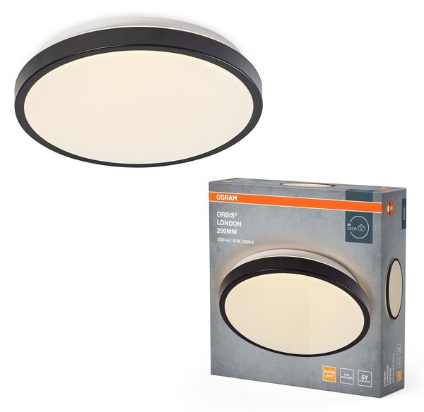 LED stropní svítidlo černé 16 W LONDON 280 mm, telá bílá OSRAM
