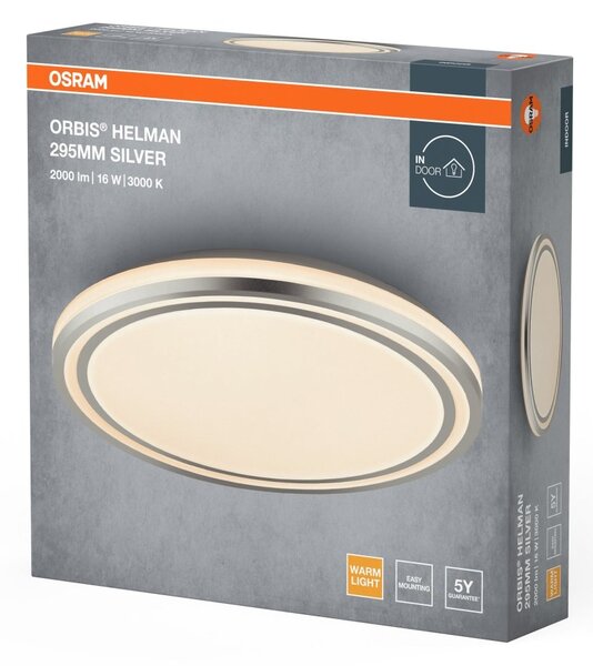 Stříbrné LED stropní svítidlo 295 mm ORBIS, teplá bílá OSRAM