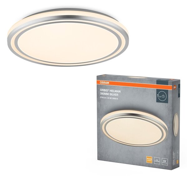 Stříbrné LED stropní svítidlo 390 mm ORBIS, teplá bílá OSRAM