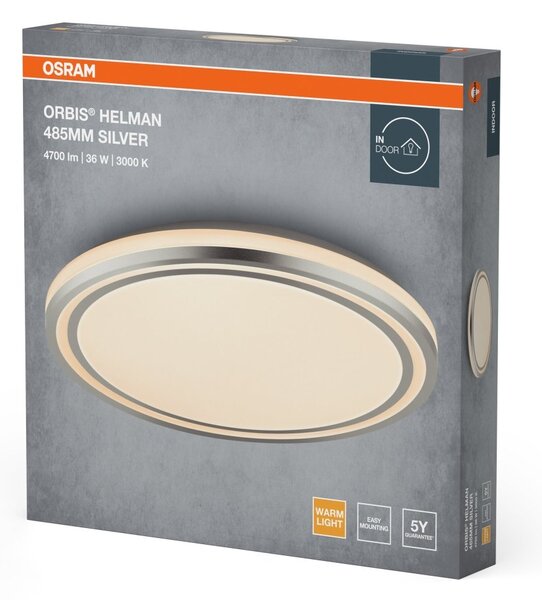 Stříbrné LED stropní svítidlo 485 mm ORBIS, teplá bílá OSRAM