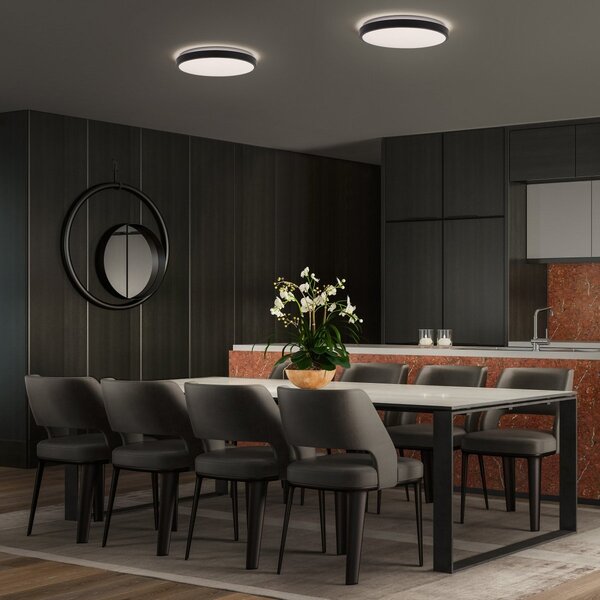 Černé LED stropní svítidlo 24 W LONDON 400 mm, teplá bílá OSRAM