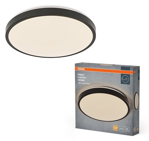LED stropní svítidlo černé 36 W LONDON 480 mm, telá bílá OSRAM