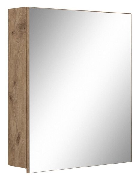 Závěsná koupelnová skříňka se zrcadlem v dekoru dubu v přírodní barvě 60x70 cm Wisla – Støraa