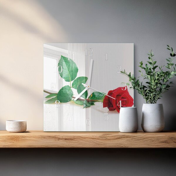 Skleněné hodiny Růže zskb-30x30-00085192