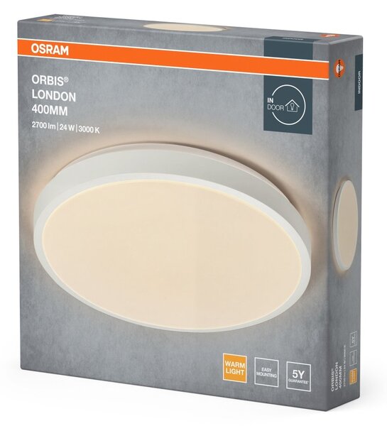Bílé LED stropní svítidlo 24 W LONDON 400 mm, teplá bílá OSRAM