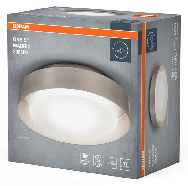 LED stropní svítidlo stříbrné E27 ORBIS MADRID 290 mm OSRAM