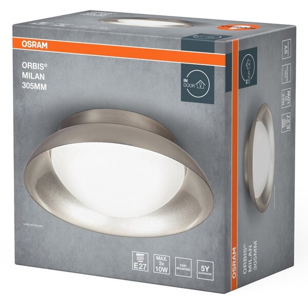 LED stropní svítidlo stříbrné E27 ORBIS MILAN 305mm OSRAM