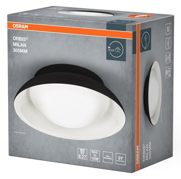 LED stropní svítidlo černé E27 ORBIS MILAN 305mm OSRAM