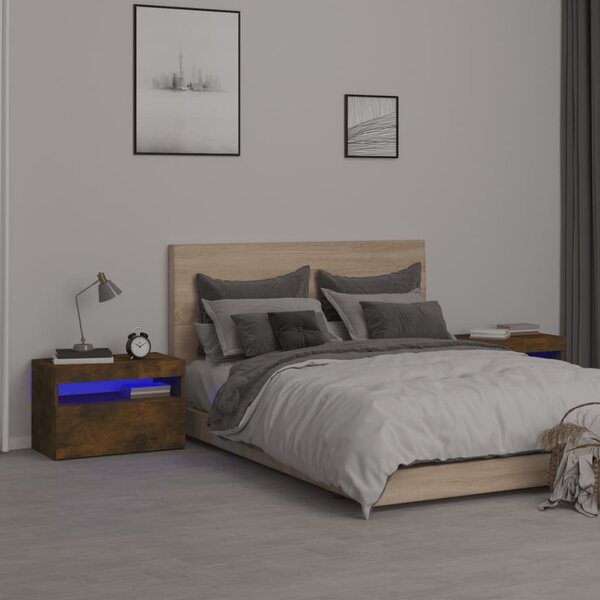 Noční stolky 2 ks s LED osvětlením kouřový dub 60 x 35 x 40 cm 3152827