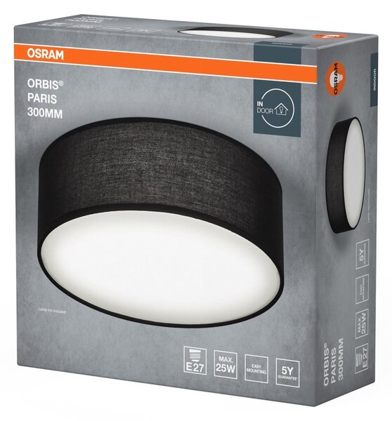 LED stropní svítidlo černé E27 ORBIS PARIS 300 mm OSRAM