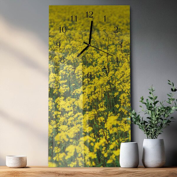 Skleněné hodiny vertikální Pole květin zsppc-30x60-00174937