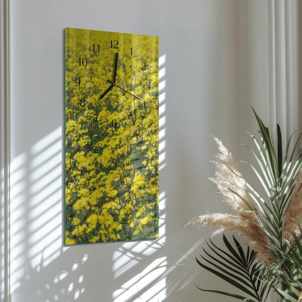 Skleněné hodiny vertikální Pole květin zsppc-30x60-00174937