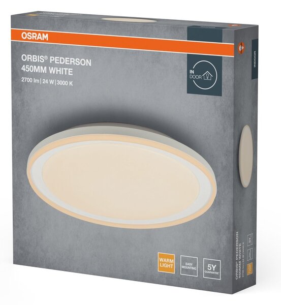 Bílé LED stropní svítidlo 450 mm ORBIS, teplá bílá OSRAM