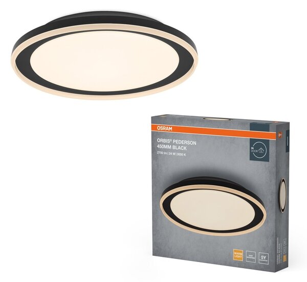 Černé LED stropní svítidlo 450 mm ORBIS, teplá bílá OSRAM