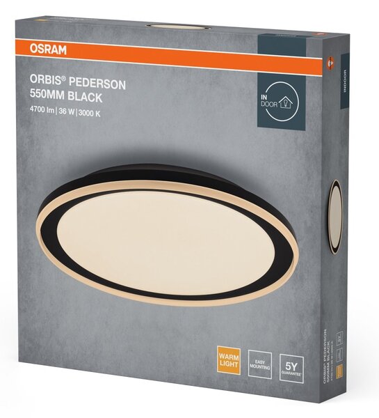 Černé LED stropní svítidlo 550 mm ORBIS, teplá bílá OSRAM