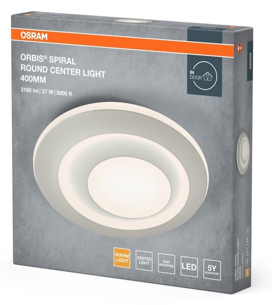 Bílé spirálové LED stropní svítidlo ORBIS 400mm, teplá bílá OSRAM