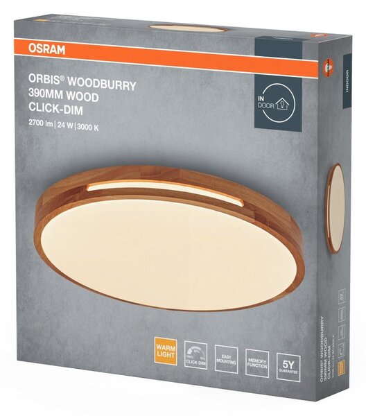 Dřevěné LED stropní svítidlo 390 mm ORBIS, teplá bílá OSRAM