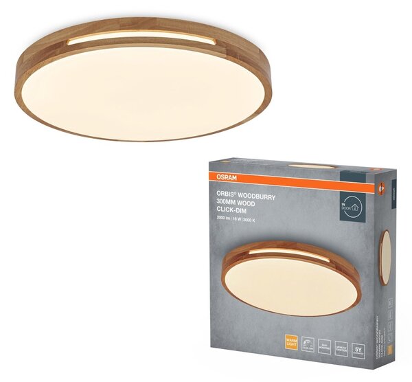 Dřevěné LED stropní svítidlo 300 mm ORBIS, teplá bílá OSRAM