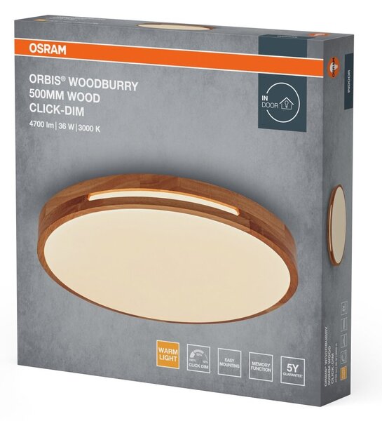 Dřevěné LED stropní svítidlo 500 mm ORBIS, teplá bílá OSRAM