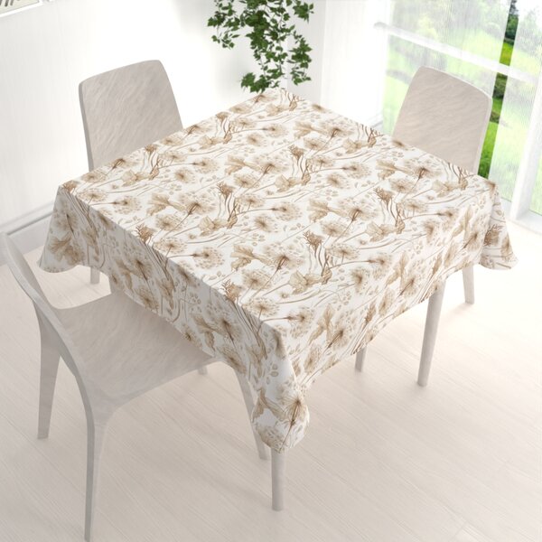 Biante Bavlněný čtvercový ubrus Sandra SA-518 Podzimní pampelišky na bílém 40x40 cm