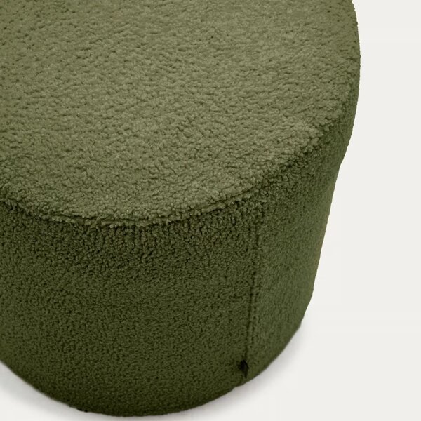 Zelený bouclé taburet Kave Home Kaeli 43 cm