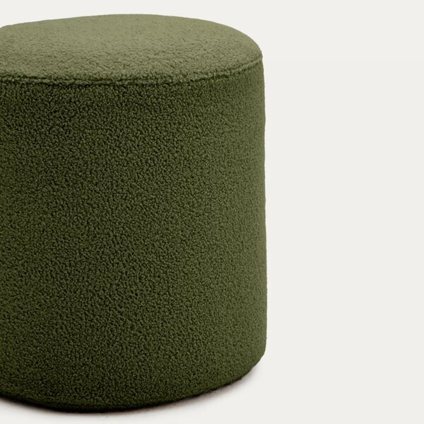 Zelený bouclé taburet Kave Home Kaeli 43 cm