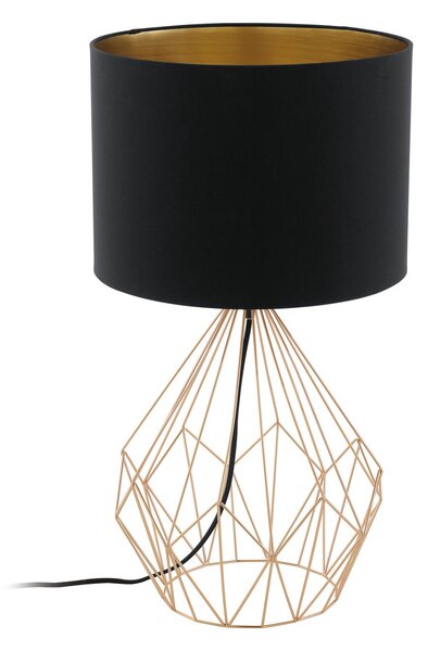 Eglo 95185 PEDREGAL 1 - Stolní moderní lampička, výška 64,5cm (Stolní lampa s černo měděným textilním stínidlem)