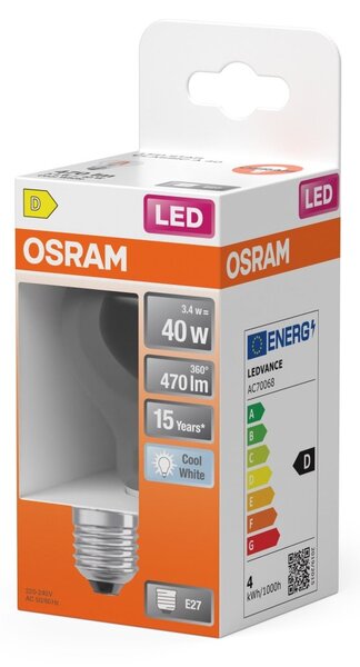 Klasická LED žárovka E27 4 W STAR, studená bílá OSRAM