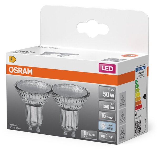 2 ks reflektorová LED žárovka STARU10 4.3W studená bílá OSRAM