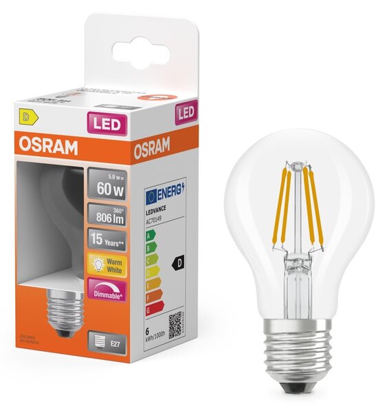 Stmívatelná LED žárovka E27 7 W SUPERSTAR, teplá bílá OSRAM