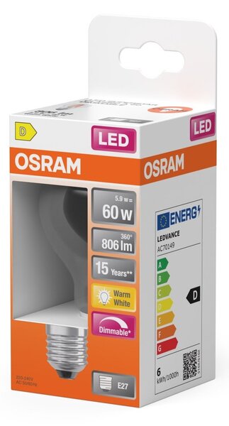 Stmívatelná LED žárovka E27 7 W SUPERSTAR, teplá bílá OSRAM