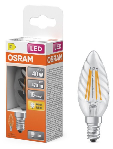 Retrofit LED žárovka E14 4 W CLASSIC BW, teplá bílá OSRAM