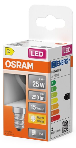 Mini LED žárovka E14 2,5 W CLASSIC P, teplá bílá OSRAM