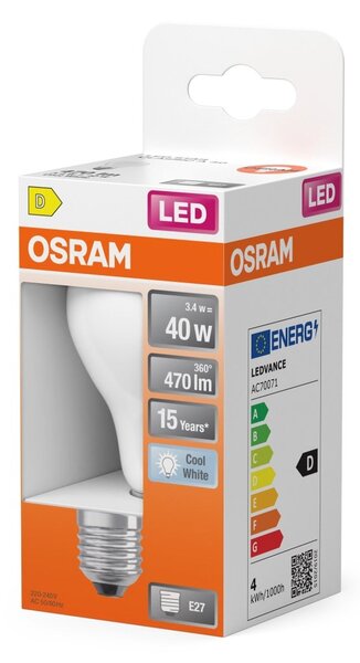 Matná LED žárovka E27 4 W STAR, studená bílá OSRAM