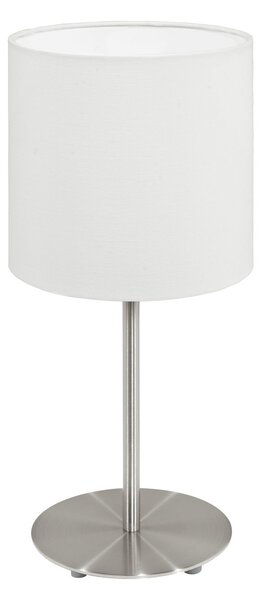 Eglo 95725 Pasteri white - Stolní lampa bílá 1 x E14 (Stolní lampička s bílým textilním stínidlem)