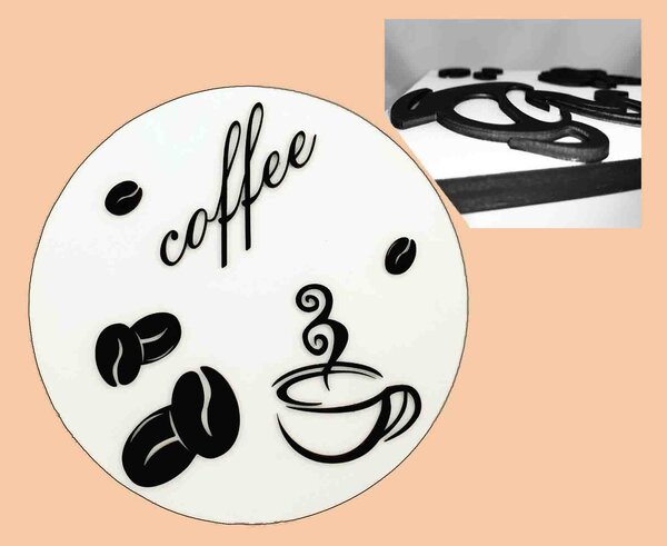 Dekorace "COFFEE" kulata b/č 2