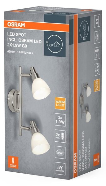 Moderní LED Stropní svítidlo LED SPOT 2x1.9W, teplá bílá OSRAM
