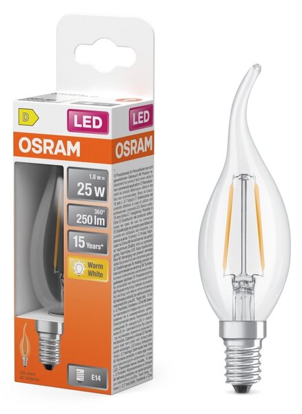 Atypická LED žárovka E14 2,5 W CLASSIC BA, teplá bílá OSRAM