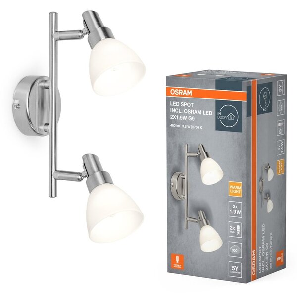 Moderní LED Stropní svítidlo LED SPOT 2x1.9W, teplá bílá OSRAM