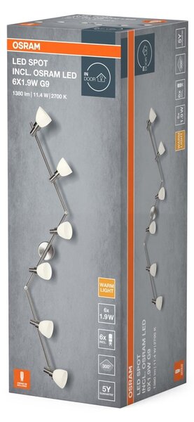 Nastavitelné LED stropní světlo 6x1 11,4W SPOT teplá bílá OSRAM