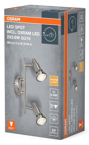 Designové LED stropní svítidlo LED SPOT 2x2.6W, teplá bílá OSRAM