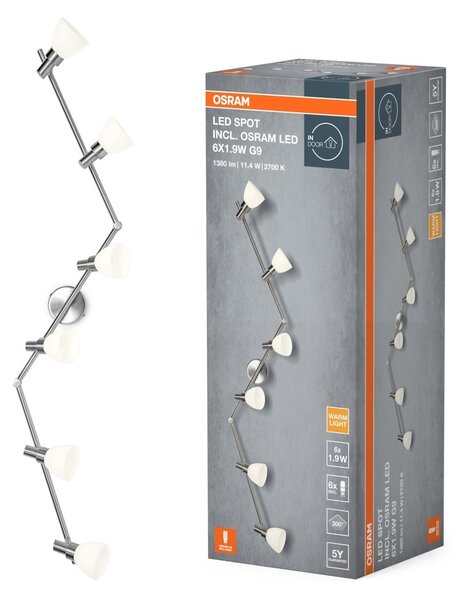 Nastavitelné LED stropní světlo 6x1 11,4W SPOT teplá bílá OSRAM