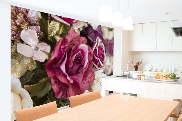 DIMEX | Vliesová fototapeta Svatební kytice MS-5-1406 | 375 x 250 cm| červená, bílá, růžová