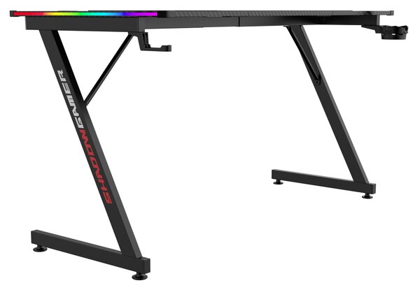 TZB Herní stůl SHADOW GAMER 2.0 140 cm LED RGB černý