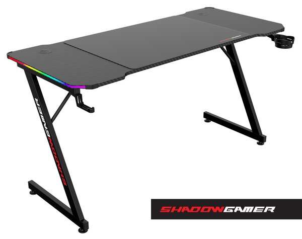 TZB Herní stůl SHADOW GAMER 2.0 140 cm LED RGB černý